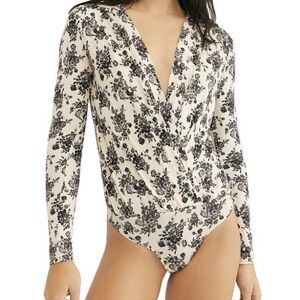 Free people intimately Floral Print Long Sleeve Bodysuit